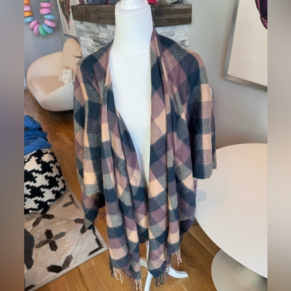 Brooks Brothers Plaid Wool Cashmere Cape One Size
